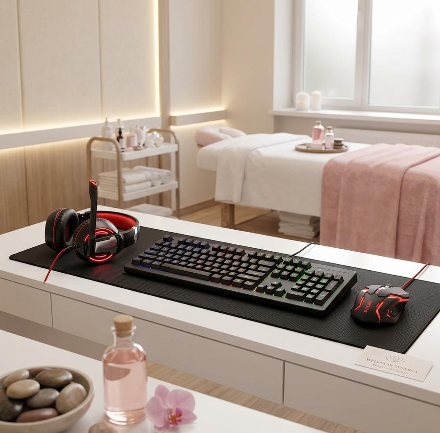 RGB Gaming Keyboard and Headset setup